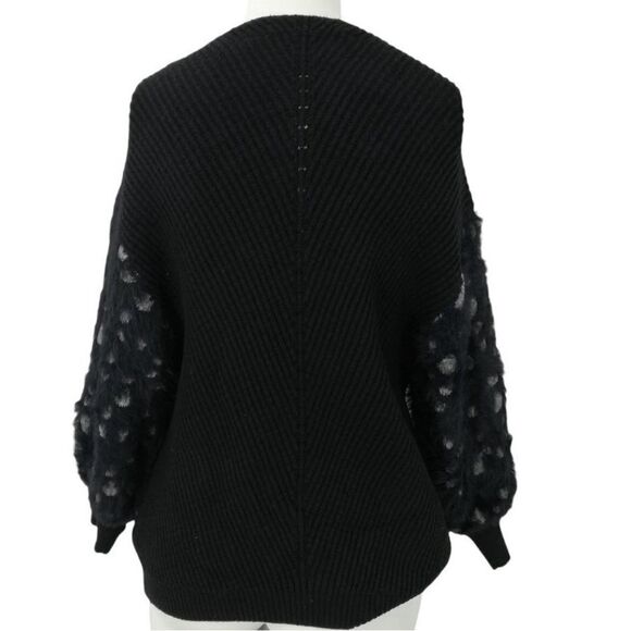 Knitted & Knotted NEW Faux Fur Sleeve Sweater Size M Black Animal Print - Picture 6 of 14